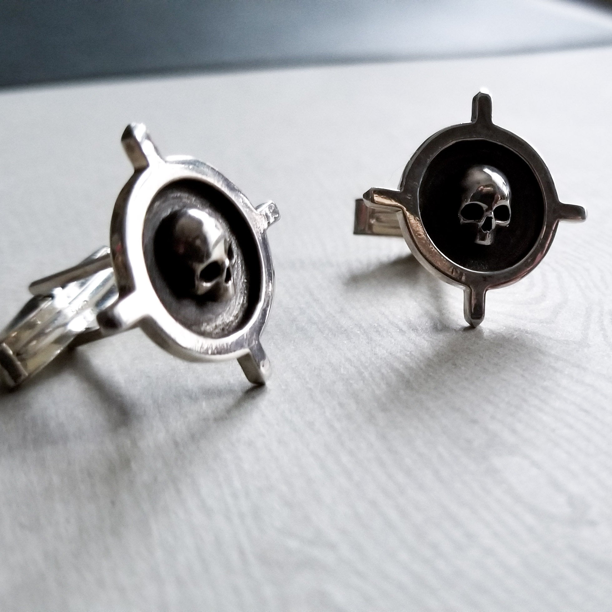 Collection of Silver Skull Cross Cufflinks - Inchoo Bijoux in a gallery layout