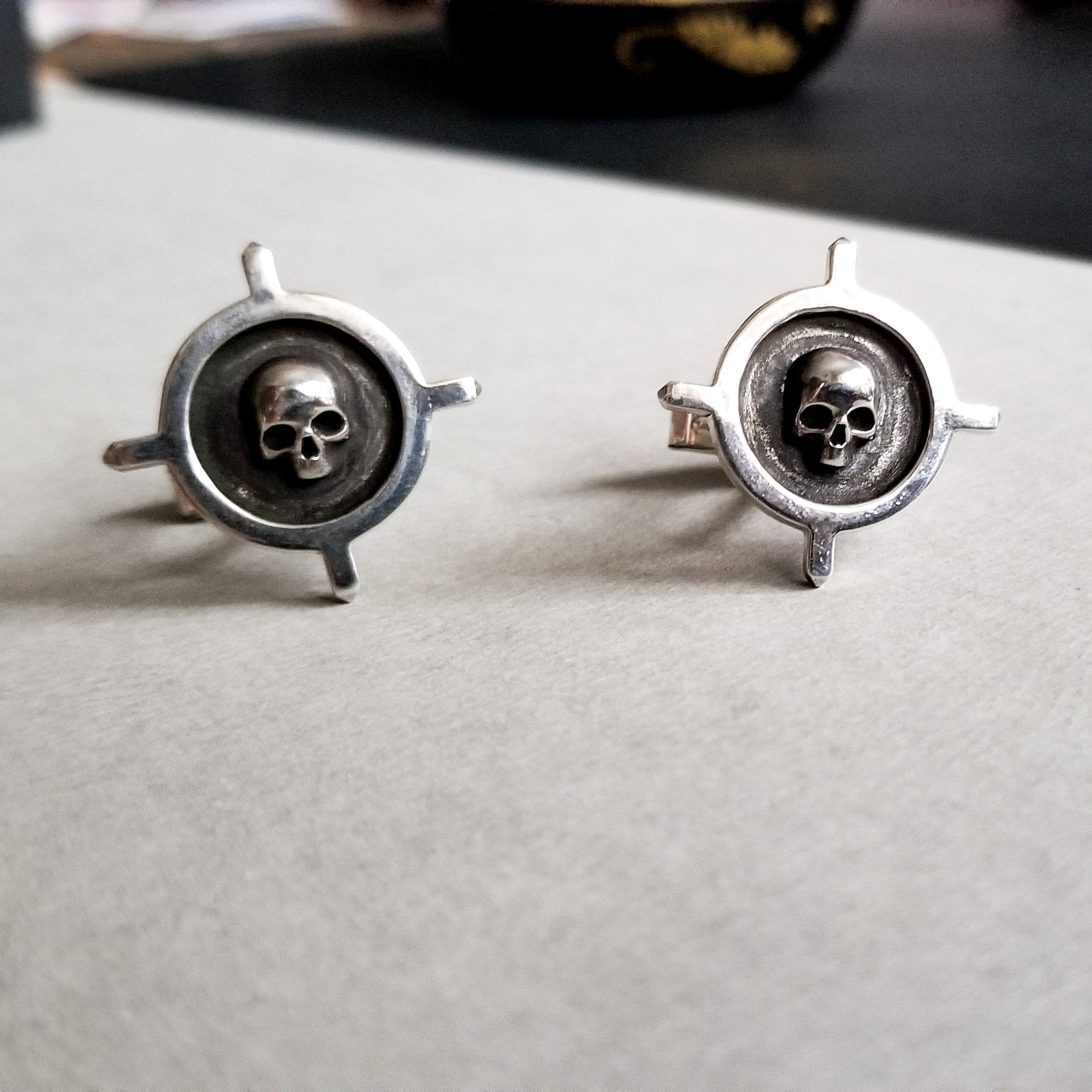 Collection of Silver Skull Cross Cufflinks - Inchoo Bijoux in a gallery layout