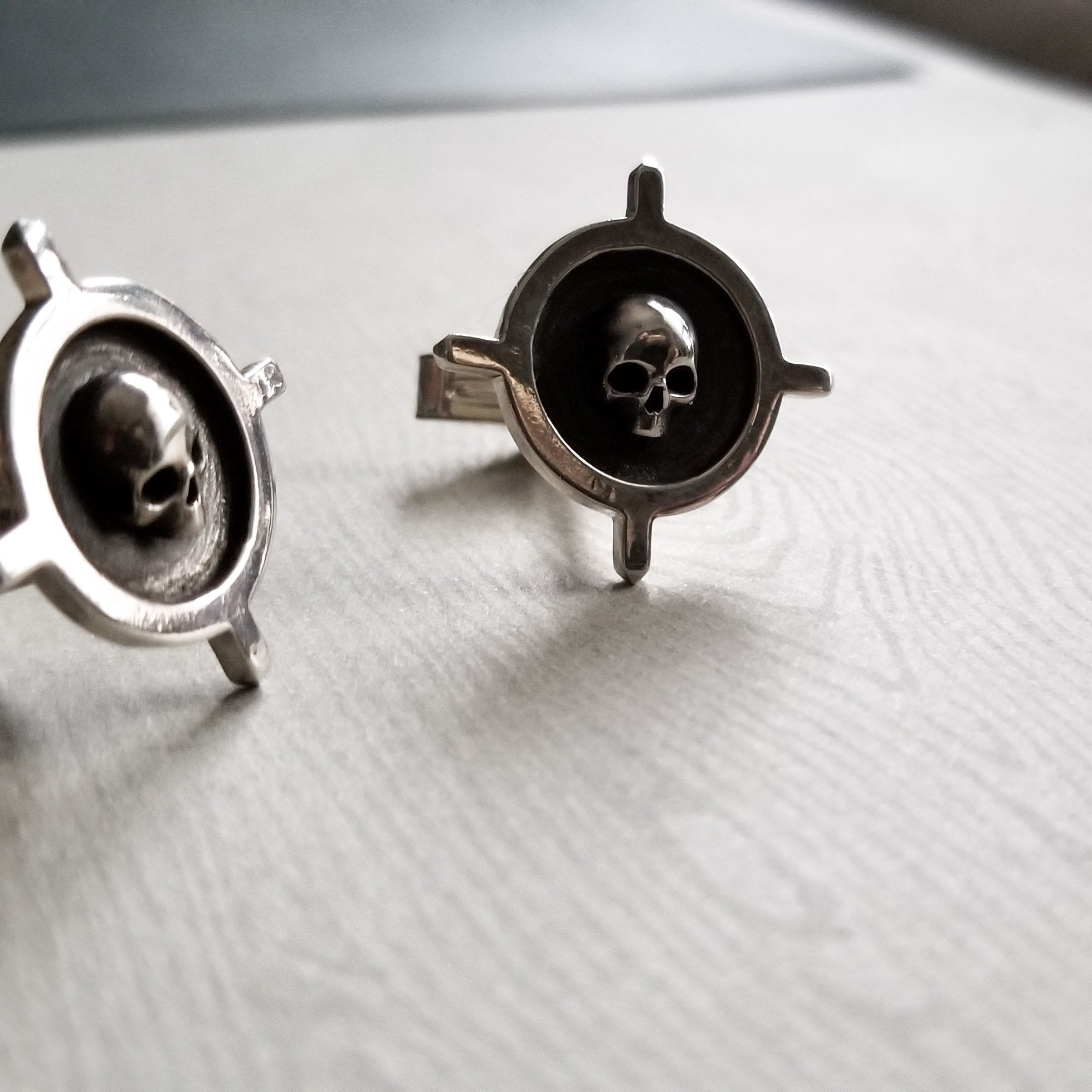 Collection of Silver Skull Cross Cufflinks - Inchoo Bijoux in a gallery layout