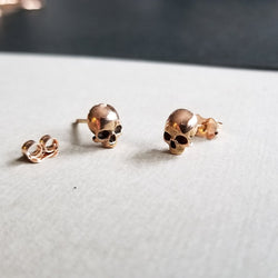 Collection of 14K Rose Gold Skull Stud Earrings - Inchoo Bijoux in a gallery layout