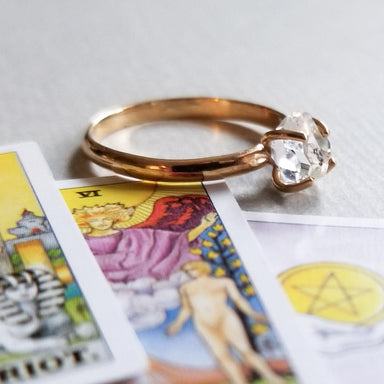 Rose Gold Herkimer Diamond Ring 14K - Inchoo Bijoux