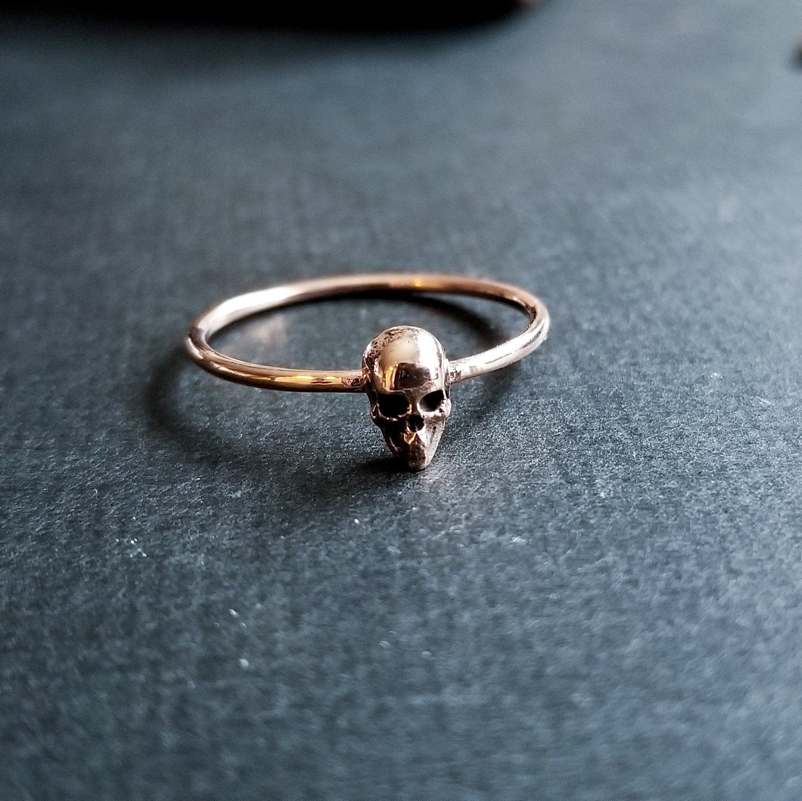 Collection of 14K Rose Gold Tiny Skull Ring-Ring-Inchoo Bijoux-Inchoo Bijoux in a gallery layout