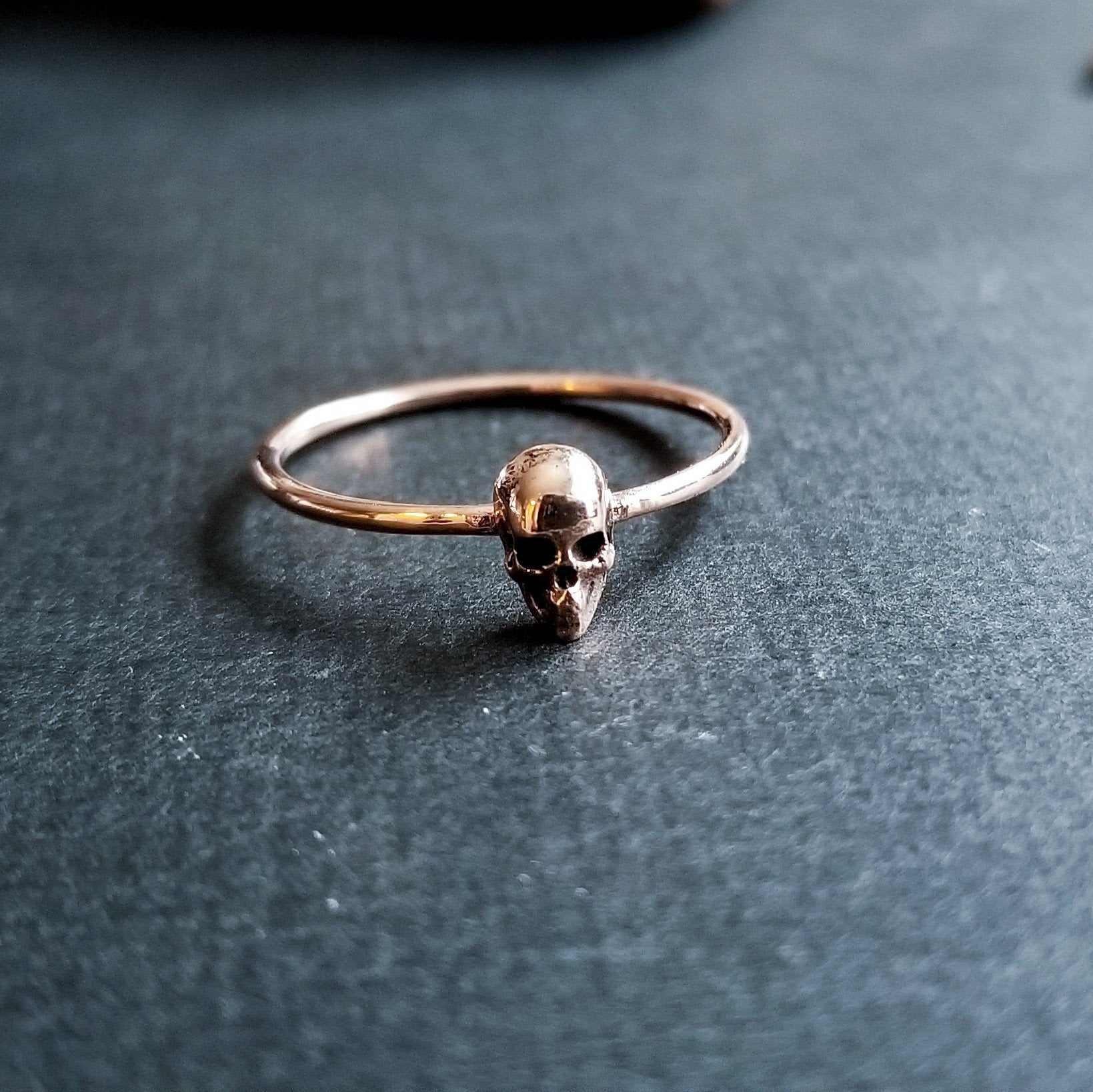 14K Rose Gold Tiny Skull Ring-Ring-Inchoo Bijoux-Inchoo Bijoux