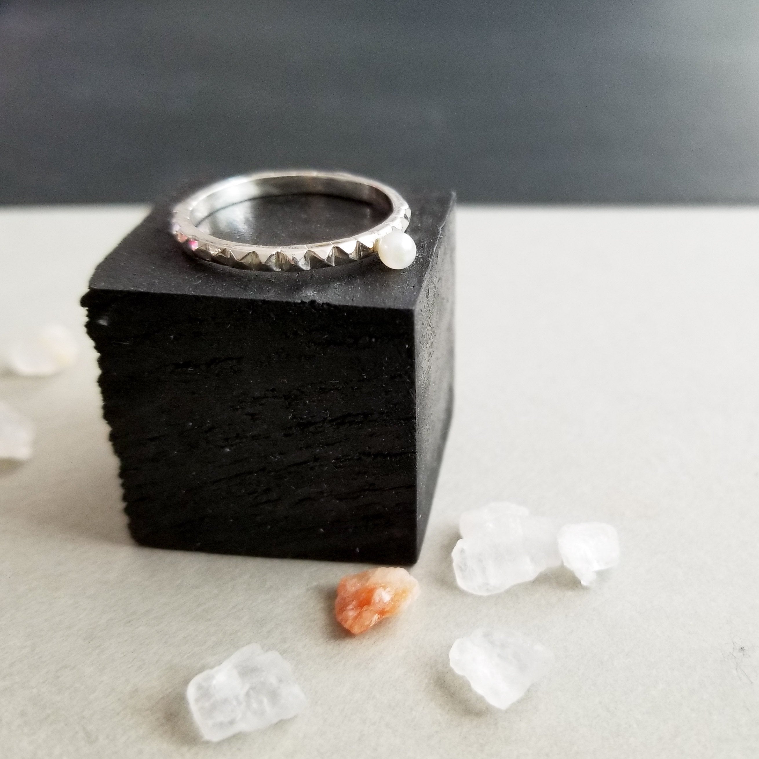 Collection of Thin Studded Pearl Ring-Ring-Inchoo Bijoux-Inchoo Bijoux in a gallery layout