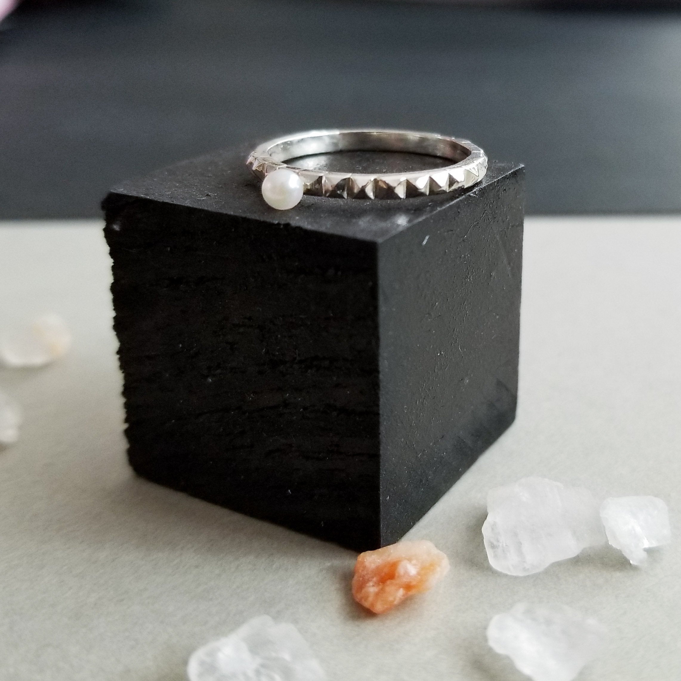 Collection of Thin Studded Pearl Ring-Ring-Inchoo Bijoux-Inchoo Bijoux in a gallery layout