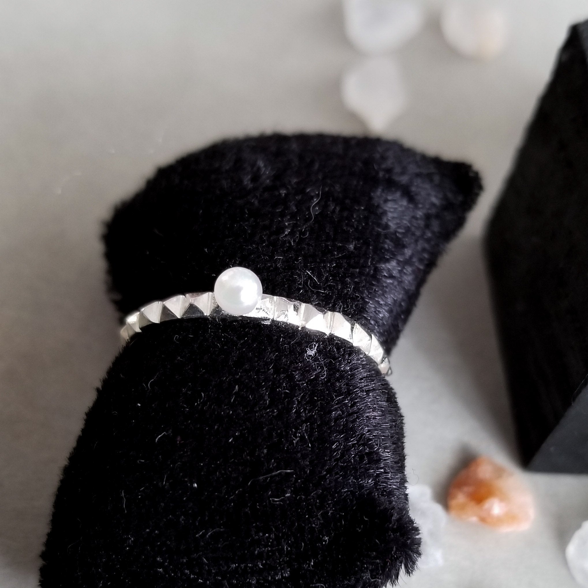 Collection of Thin Studded Pearl Ring-Ring-Inchoo Bijoux-Inchoo Bijoux in a gallery layout