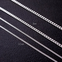 Collection of Sterling Silver 1.2mm Thin Flat Curb Chain - Inchoo Bijoux in a gallery layout