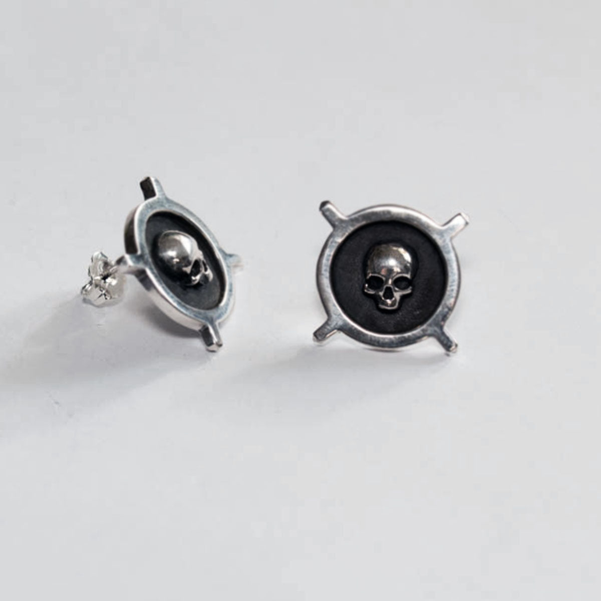 Collection of Unisex Skull Crossbone Stud Post Earrings - Inchoo Bijoux in a gallery layout