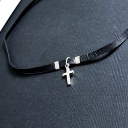 Collection of Tiny Silver Cross Choker - Inchoo Bijoux in a gallery layout