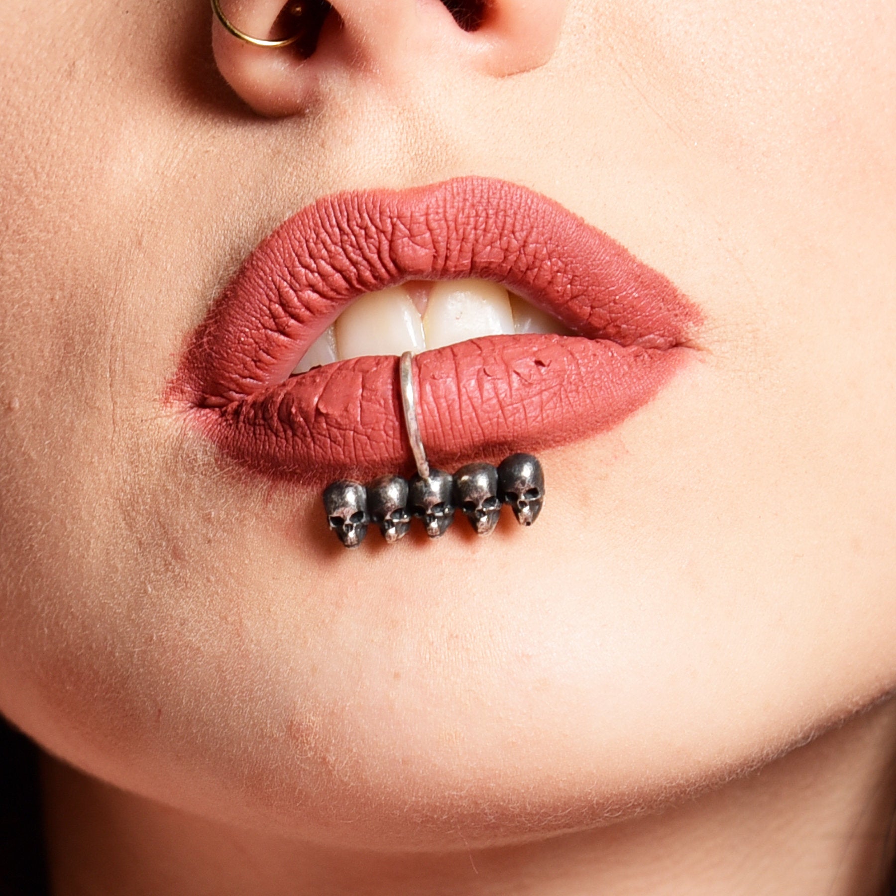 Goth Skull Fake Lip Ring - Inchoo Bijoux