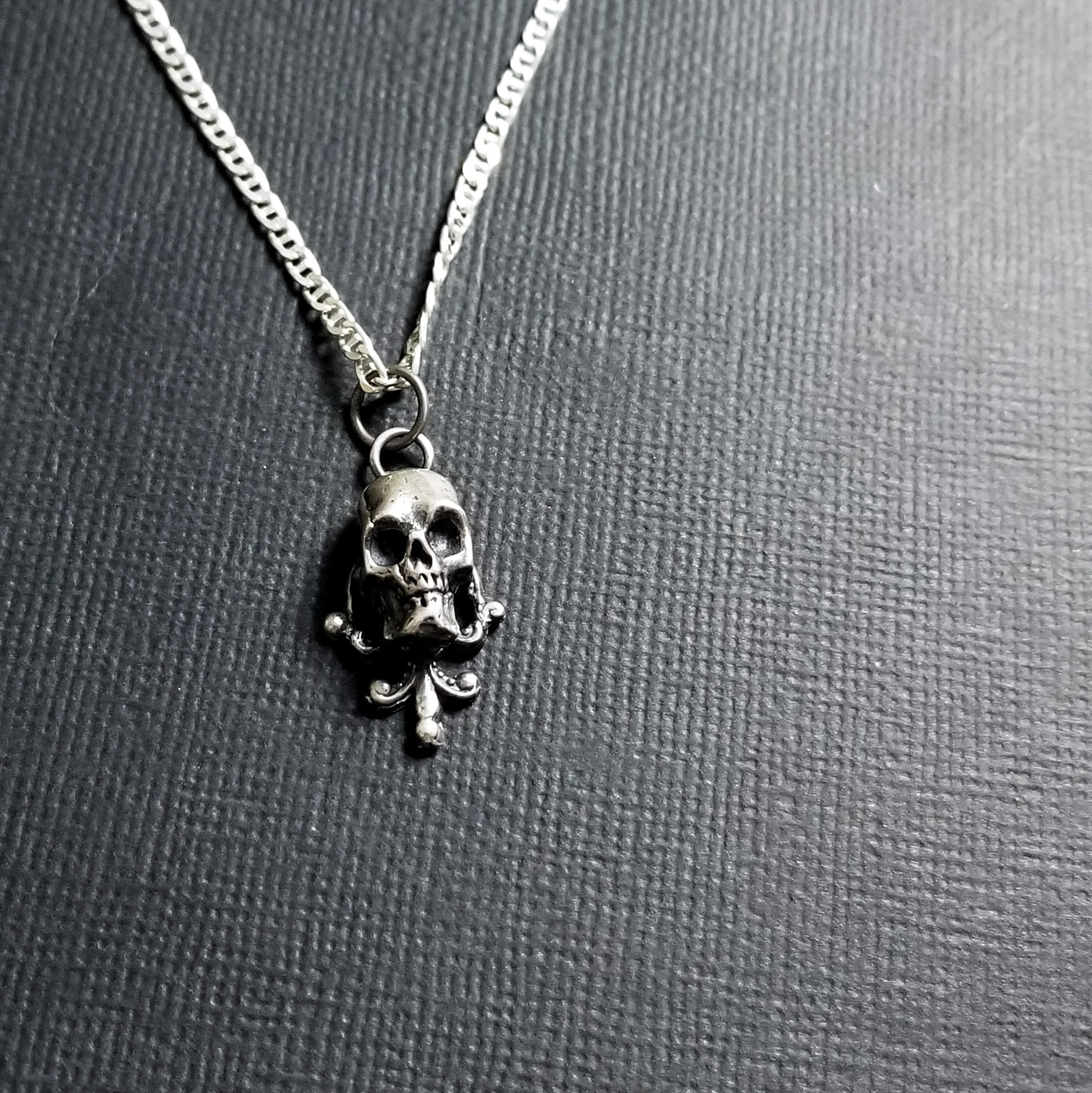 Collection of Tiny Silver Skull Lace Pendant - Inchoo Bijoux in a gallery layout