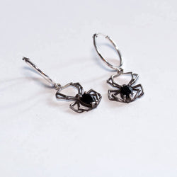 Collection of Black Spider Hoops Earrings - Inchoo Bijoux in a gallery layout