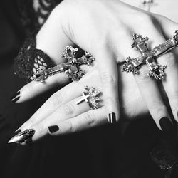 Collection of Studded Cross Stiletto Midi Fake Nail Ring Claw - Inchoo Bijoux in a gallery layout