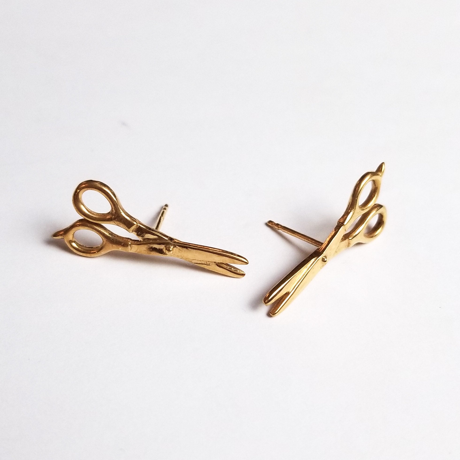 Rose Gold Scissors Earrings 14K — Inchoo Bijoux
