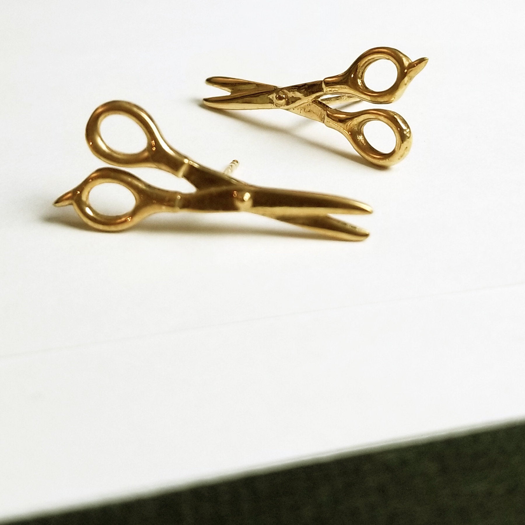 Collection of Yellow Gold Scissors Earrings 10K - 14K - Inchoo Bijoux in a gallery layout