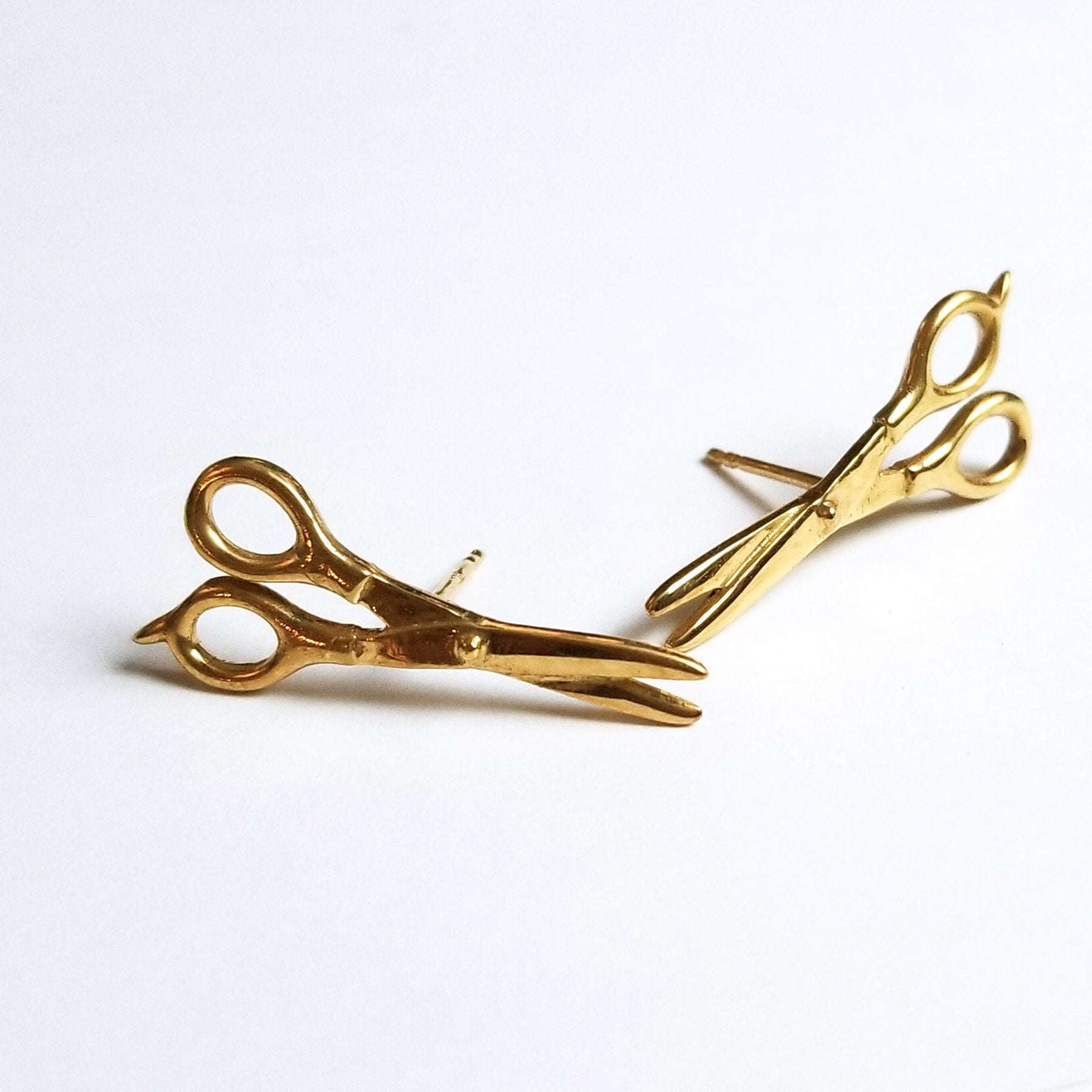 Collection of Yellow Gold Scissors Earrings 10K - 14K - Inchoo Bijoux in a gallery layout