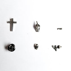 Collection of Cursing Rocker Set of 6 Single Stud Mix and Match Earrings - Inchoo Bijoux in a gallery layout