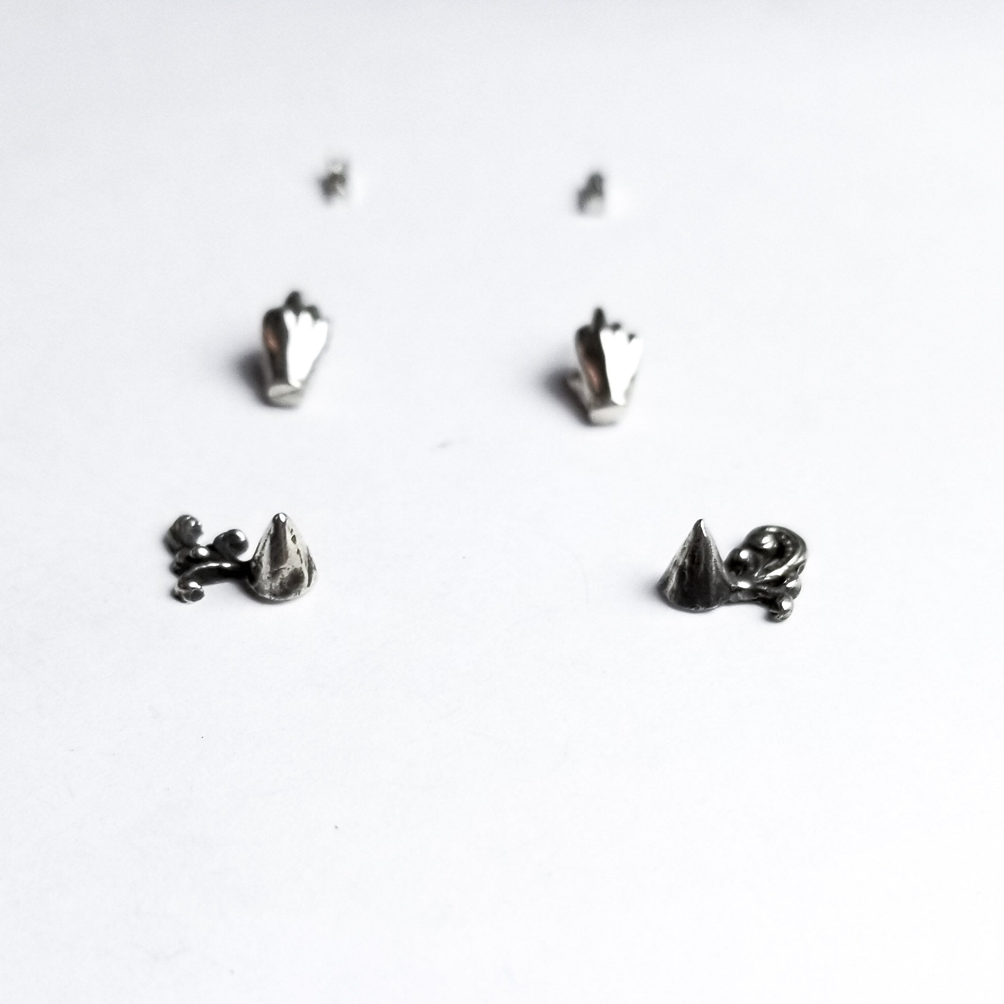 Collection of Set of 3 Pairs of Earrings #1 - Studded & Midlde Finger Single Studs - Inchoo Bijoux in a gallery layout