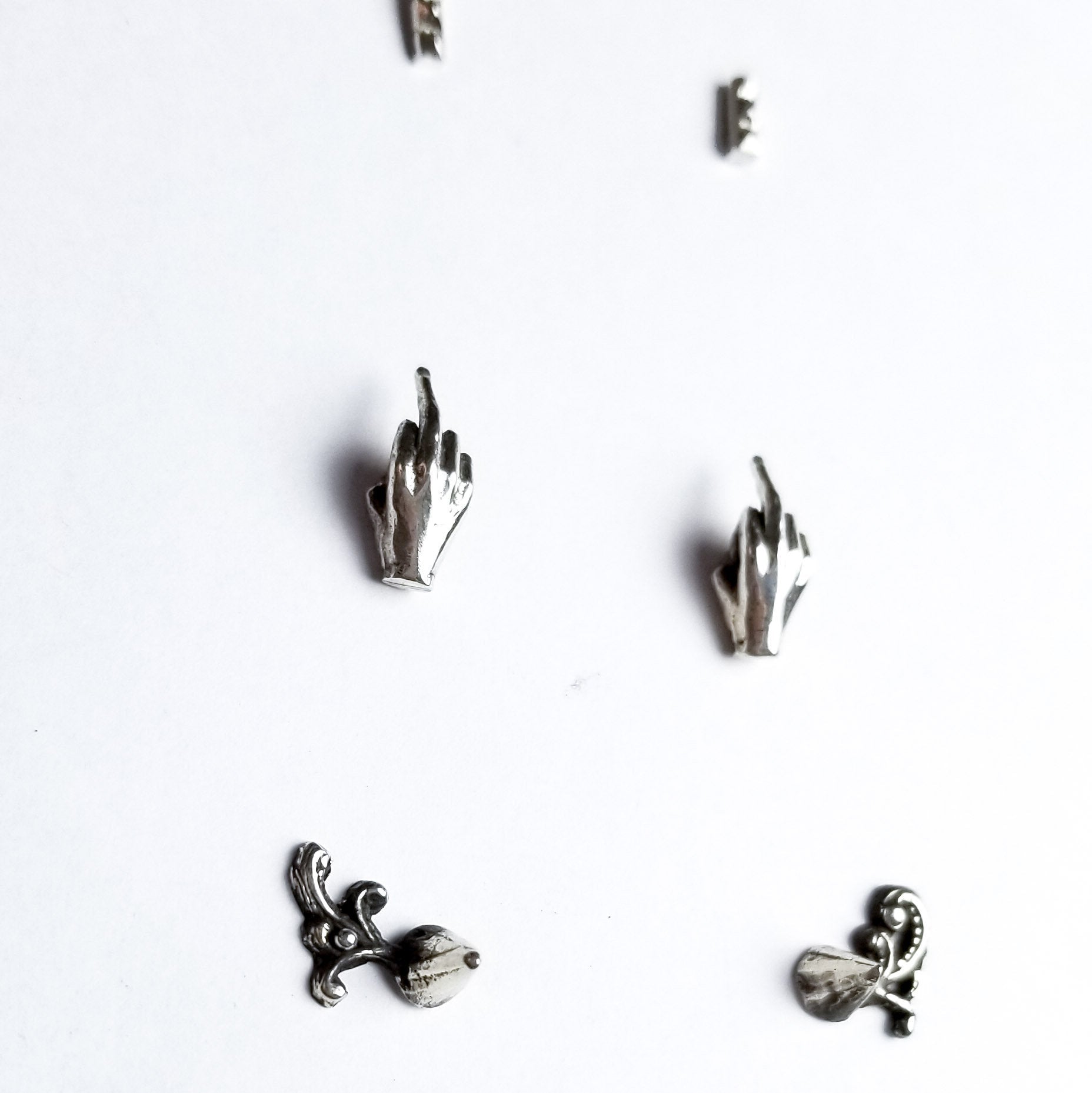 Collection of Set of 3 Pairs of Earrings #1 - Studded & Midlde Finger Single Studs - Inchoo Bijoux in a gallery layout