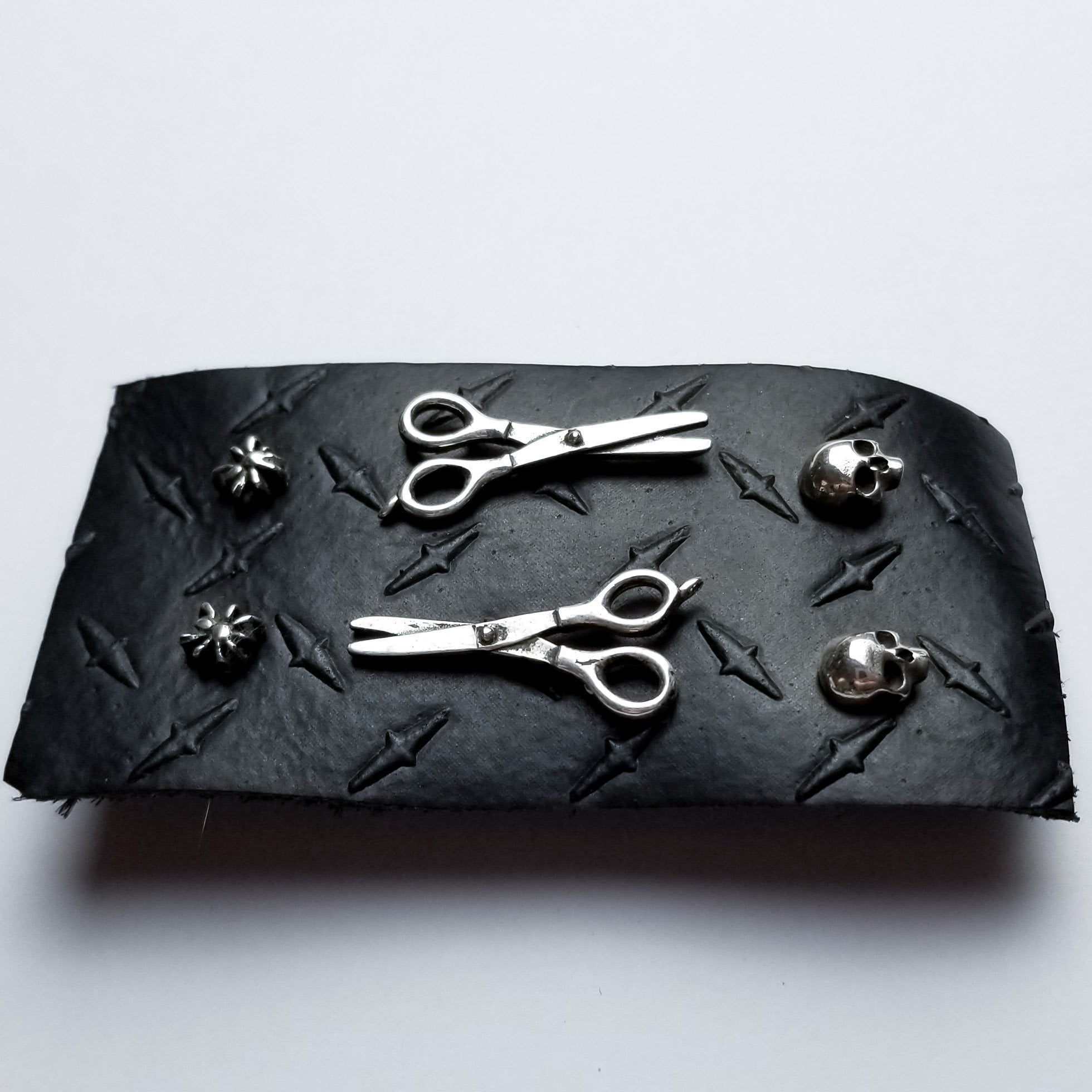 Collection of Set of 3 Pairs of Earrings #2 - Spider, Scissors & Skull Studs - Inchoo Bijoux in a gallery layout