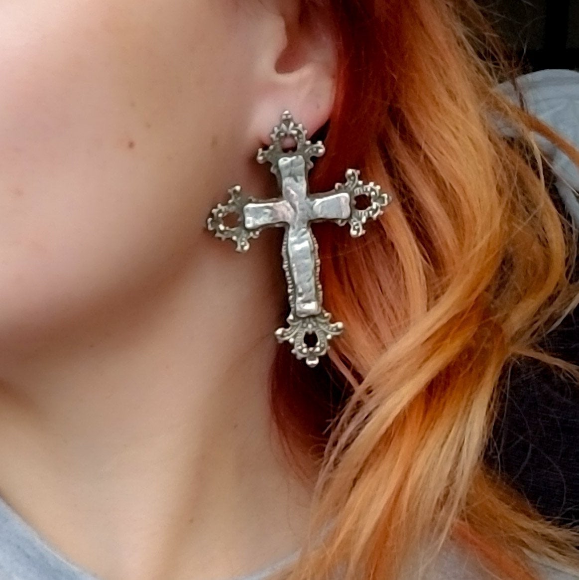 Collection of Large Baroque Cross Earrings - Inchoo Bijoux in a gallery layout