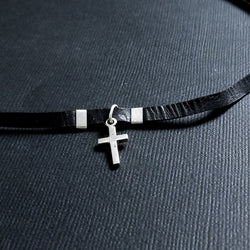 Collection of Tiny Silver Cross Choker - Inchoo Bijoux in a gallery layout