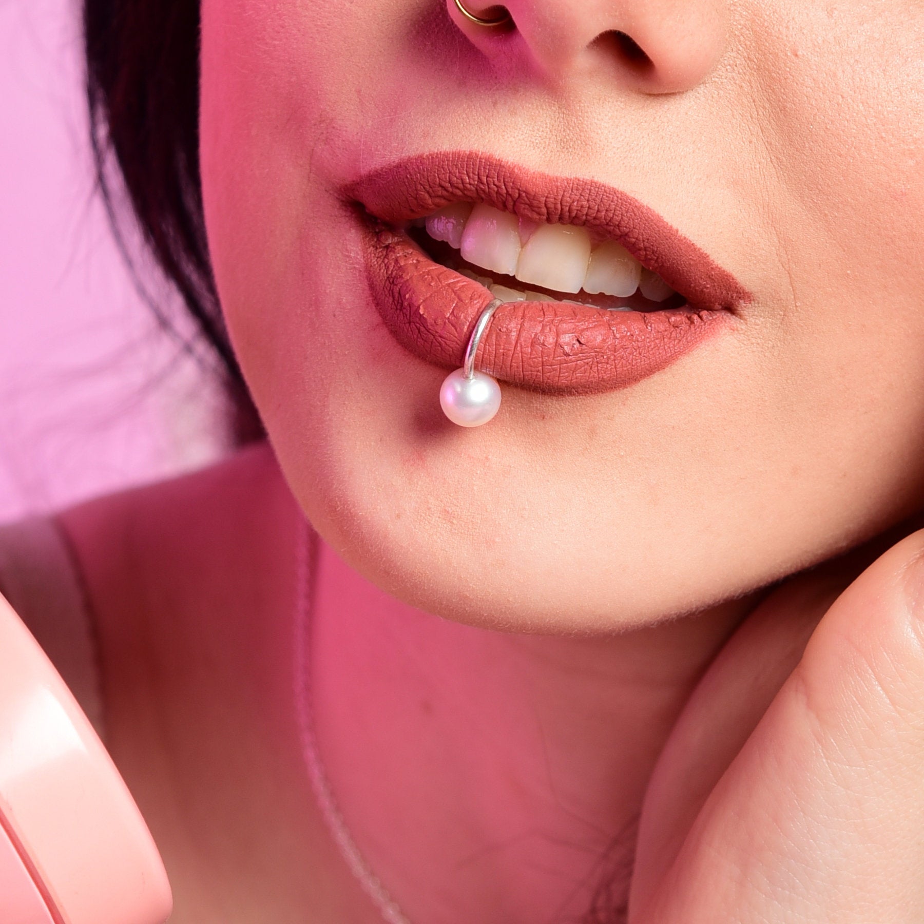 Pearl Fake Lip Ring - Inchoo Bijoux