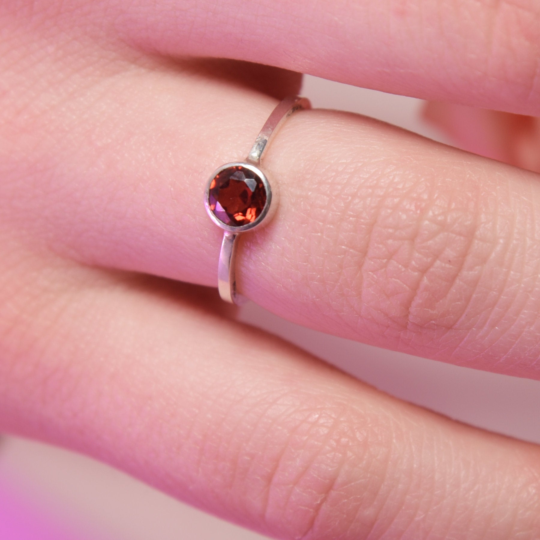 Collection of Genuine Garnet Stacking Ring-Ring-Inchoo Bijoux-Inchoo Bijoux in a gallery layout