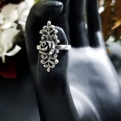 Collection of Silver Gothic Rose Ring with Lace-Ring-Inchoo Bijoux-Inchoo Bijoux in a gallery layout