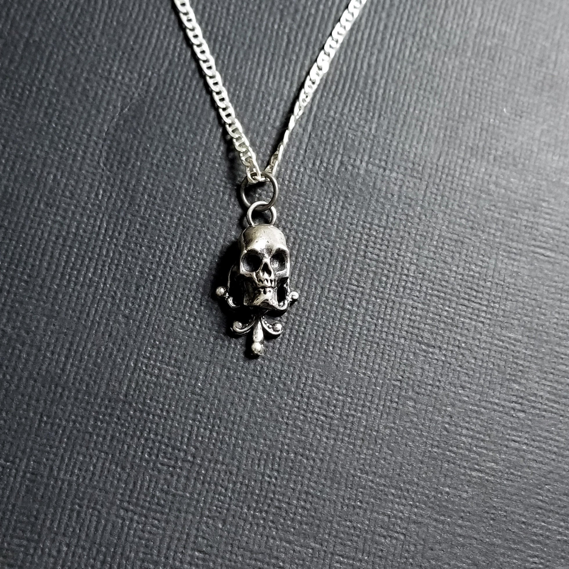 Collection of Tiny Silver Skull Lace Pendant - Inchoo Bijoux in a gallery layout