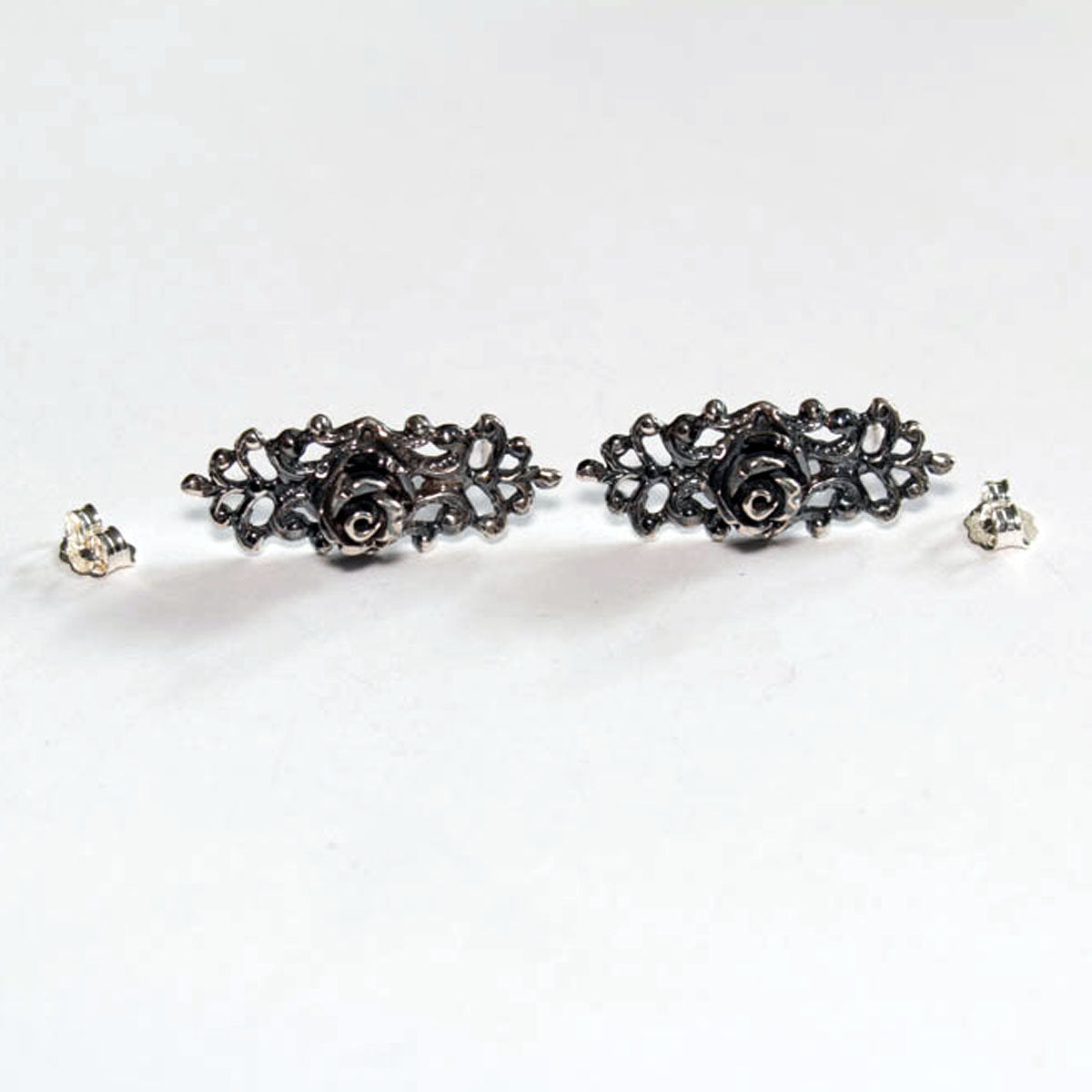 Collection of Victorian Rose and Lace Earrings Flower - Inchoo Bijoux in a gallery layout