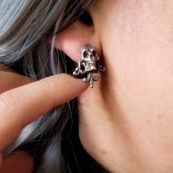 Collection of Unisex Victorian Skull and Lace Earrings - Inchoo Bijoux in a gallery layout