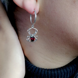 Collection of Red Garnet Spider Dangle Hoops - Inchoo Bijoux in a gallery layout