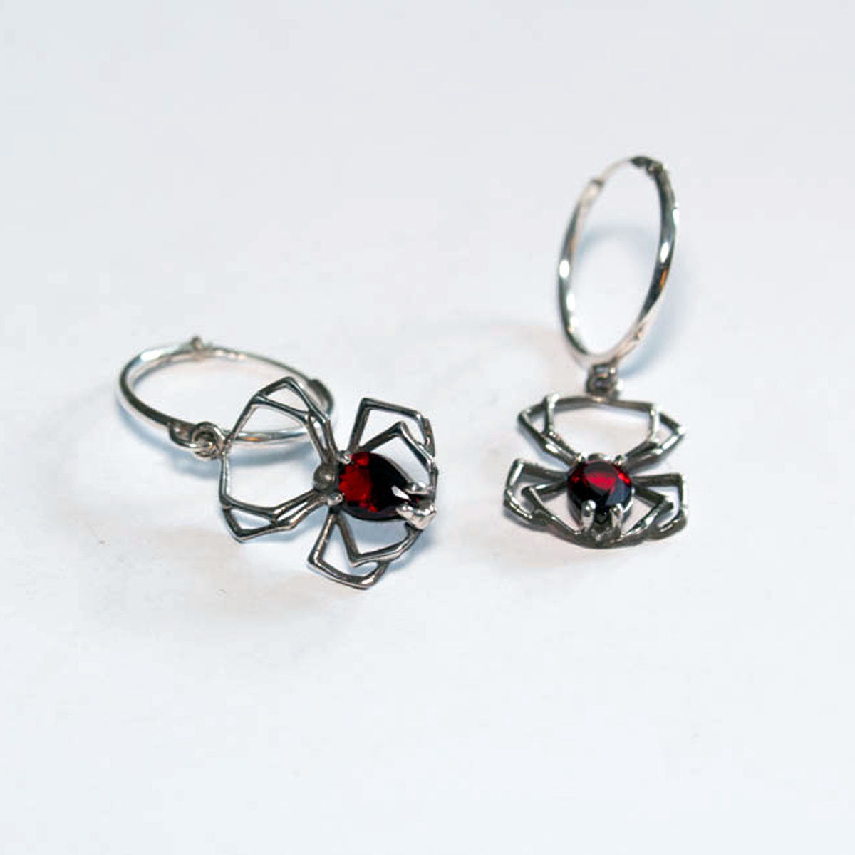 Collection of Red Garnet Spider Dangle Hoops - Inchoo Bijoux in a gallery layout