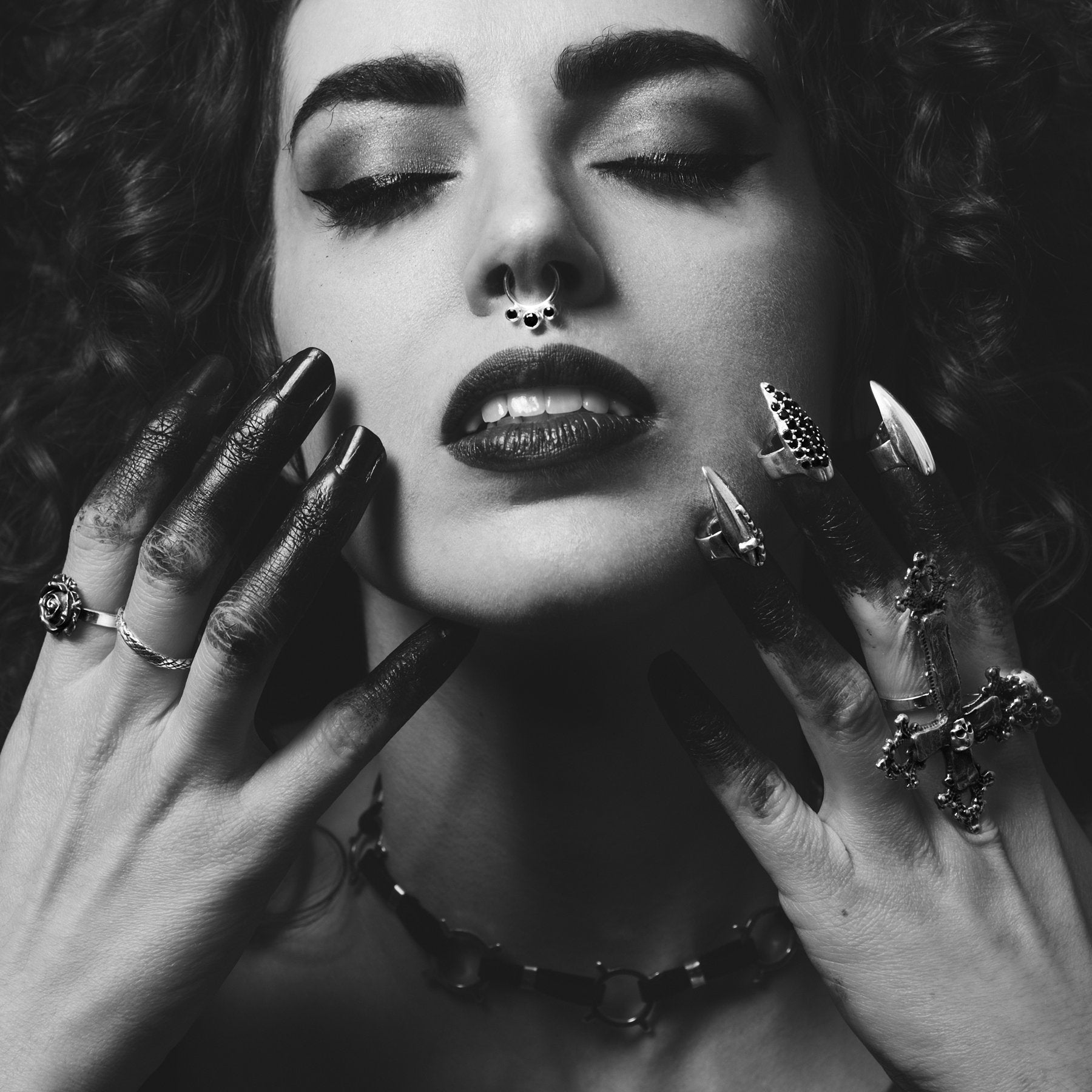 Collection of Studded Cross Stiletto Midi Fake Nail Ring Claw - Inchoo Bijoux in a gallery layout