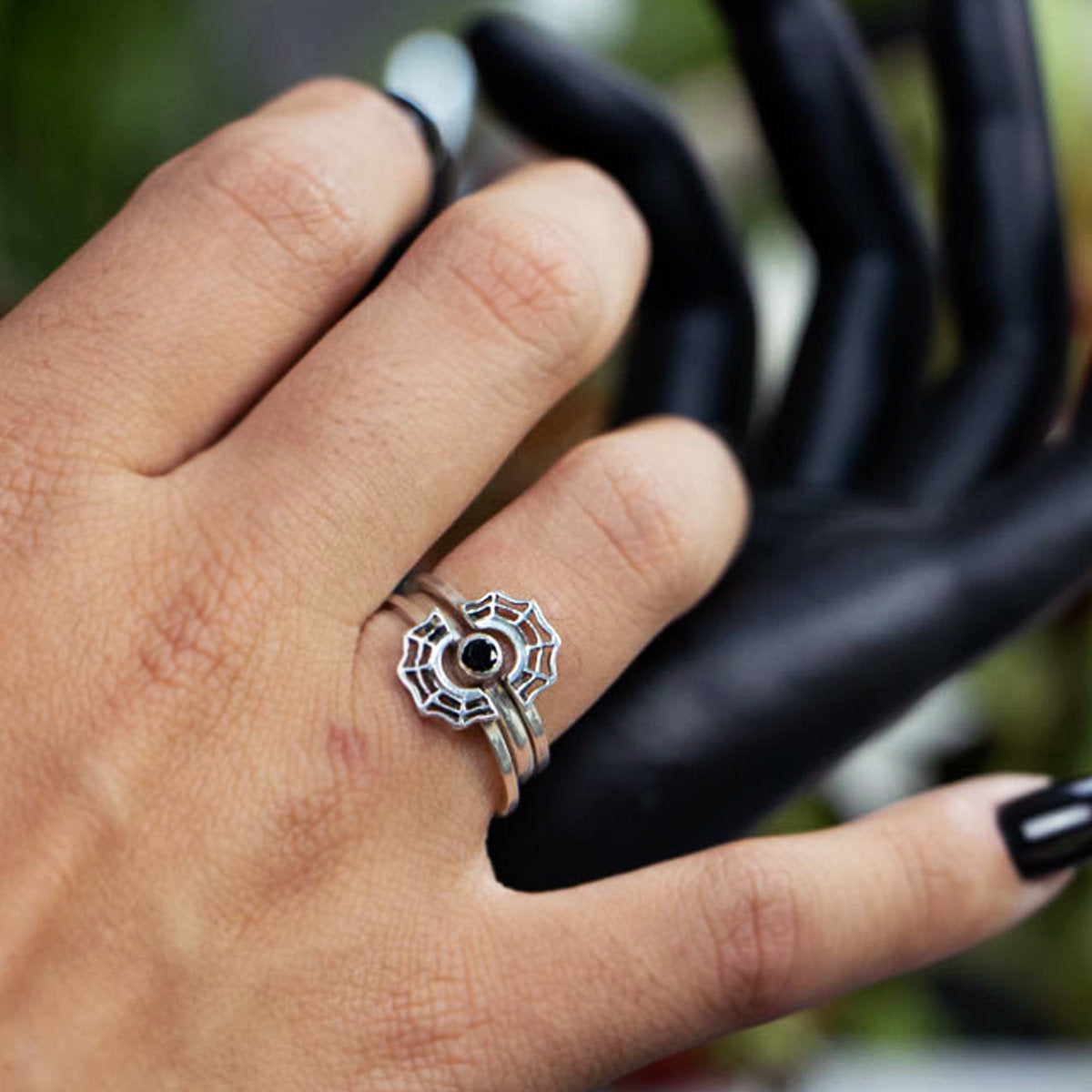 Collection of Stackable Spider Web Ring - Inchoo Bijoux in a gallery layout