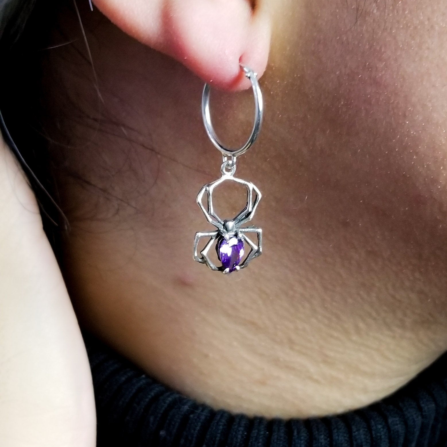 Collection of Purple Amethyst Spider Hoops - Inchoo Bijoux in a gallery layout