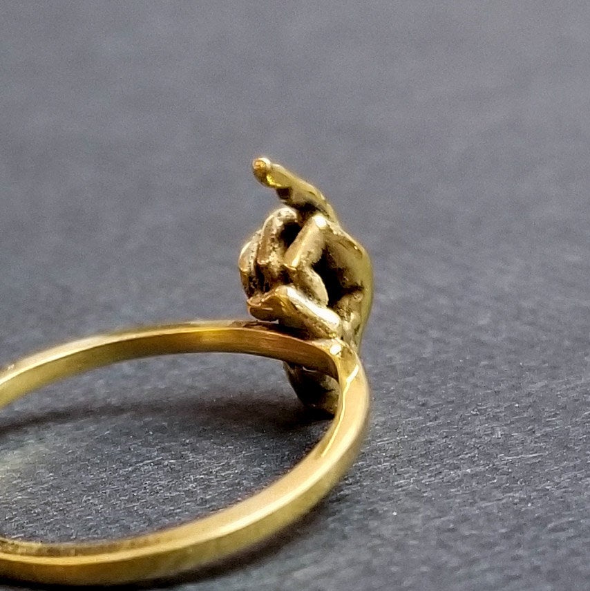 Ring finger- Gold + rose gold ring from try-tone set; Middle finger- Pave  snake ring, Pointer- Oversized pave sculpted ring | ArtsyArchitette