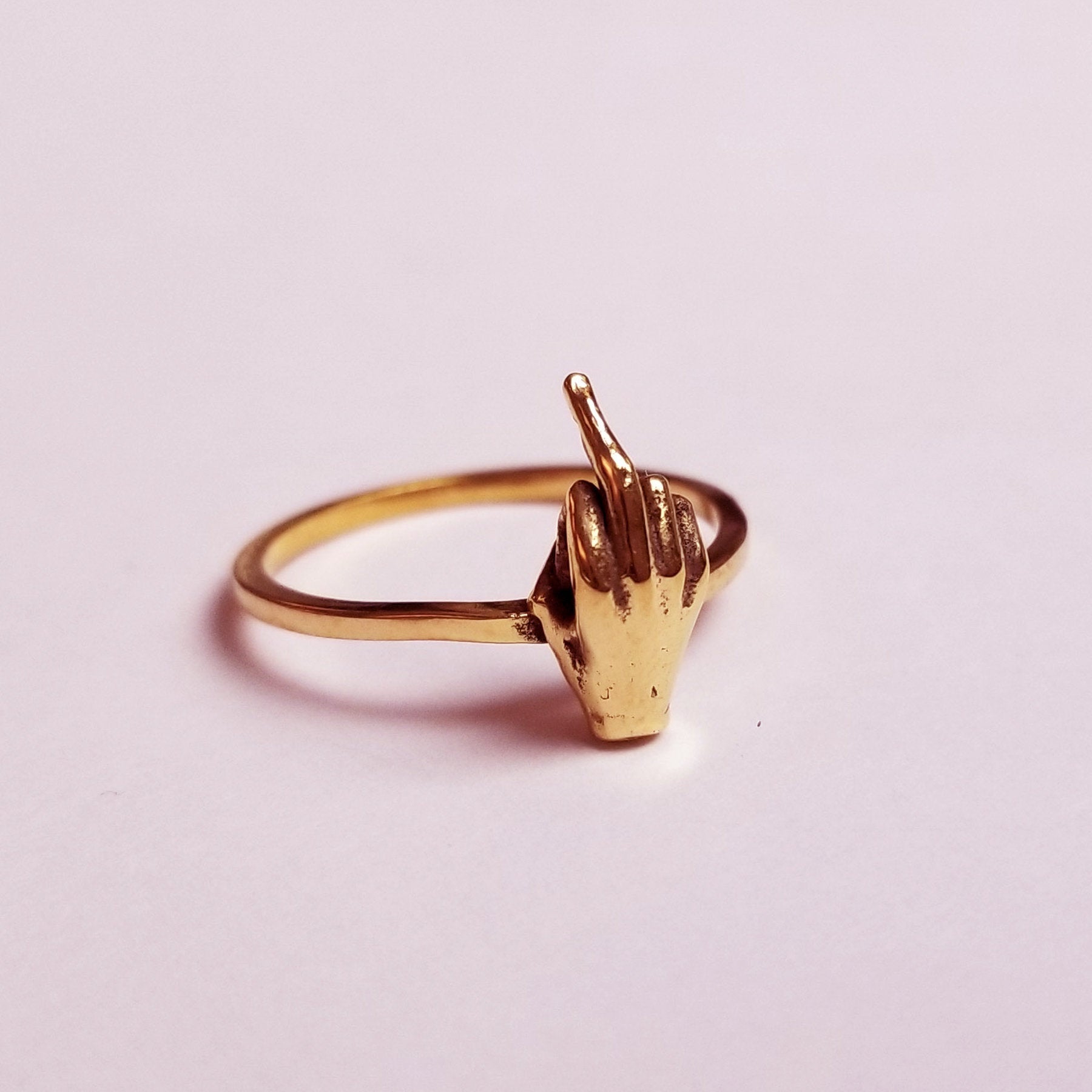 14K Rose Gold F**K You Middle Finger Ring-Ring-Inchoo Bijoux-Inchoo Bijoux