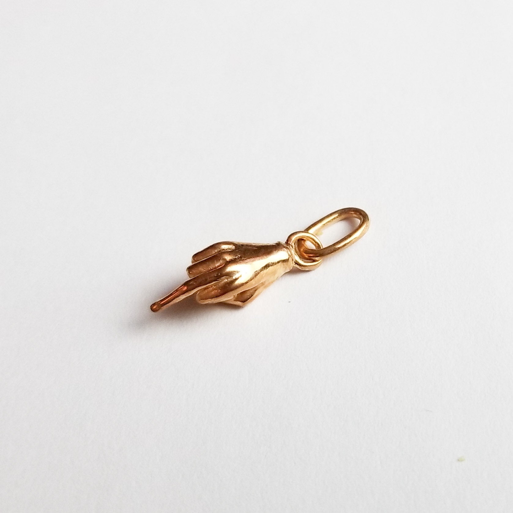 Collection of Rose Gold Middle Finger Pendant Charm 10K - 14K - Inchoo Bijoux in a gallery layout