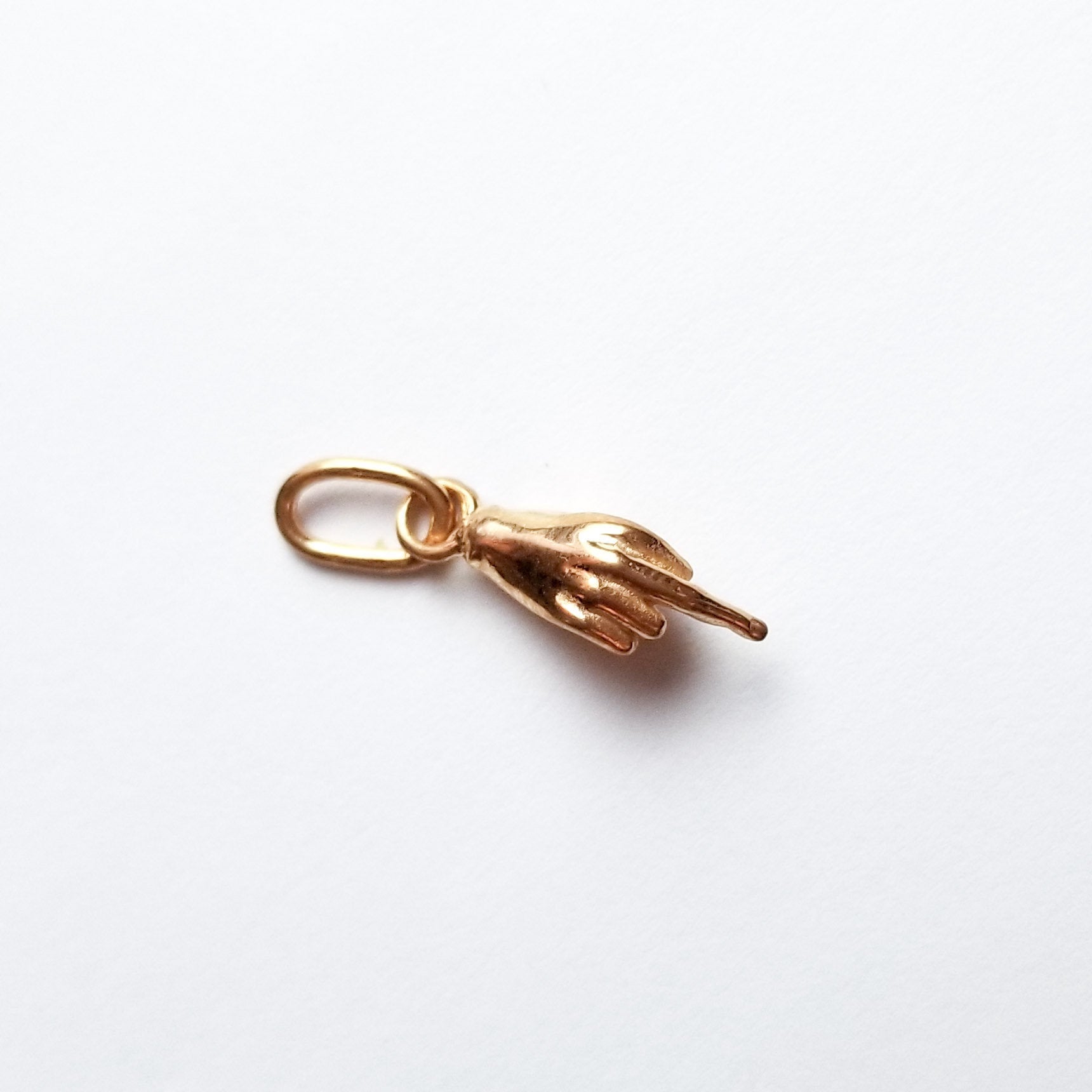 Collection of Rose Gold Middle Finger Pendant Charm 10K - 14K - Inchoo Bijoux in a gallery layout