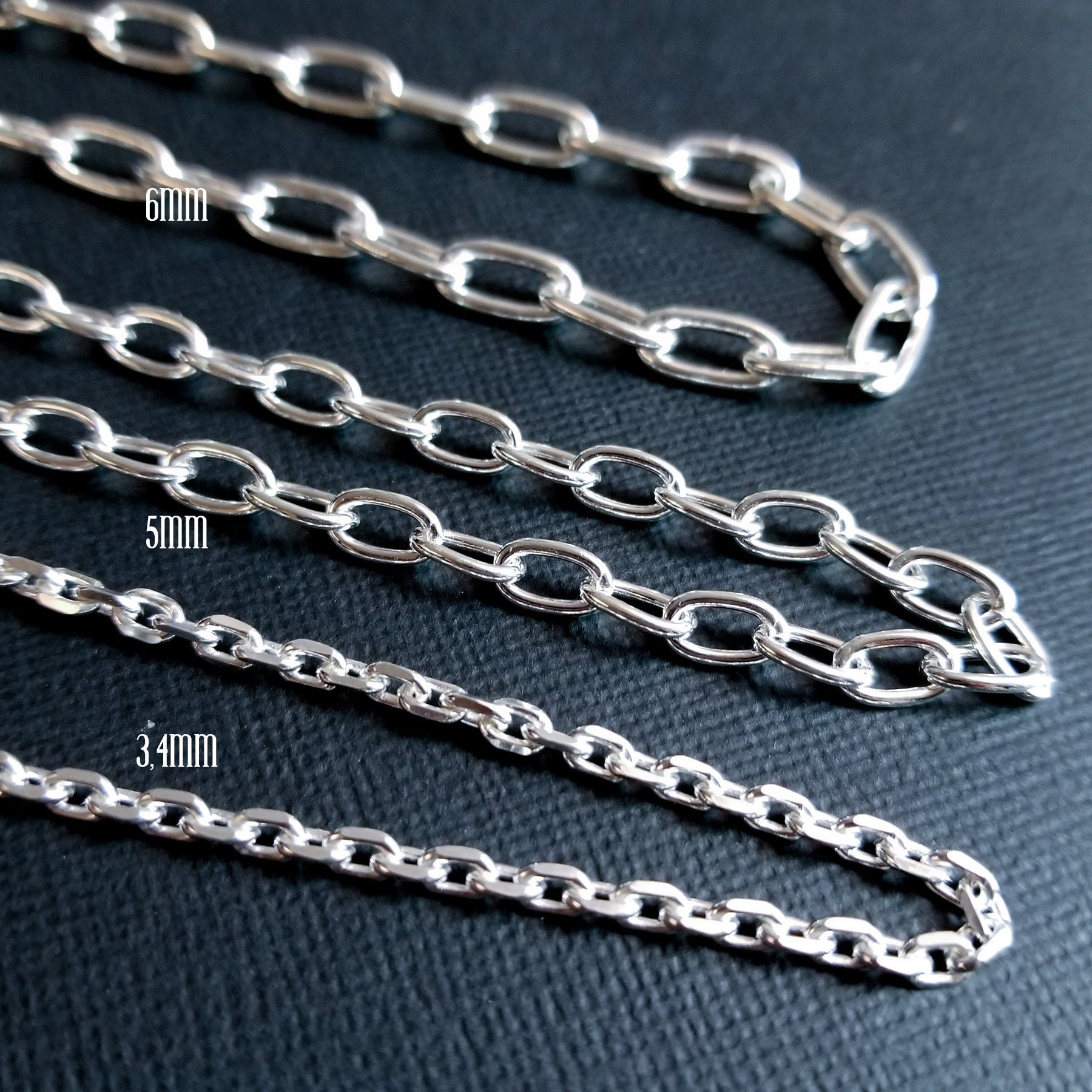 Collection of Massive Sterling Silver 5mm Cable Chain - Inchoo Bijoux in a gallery layout