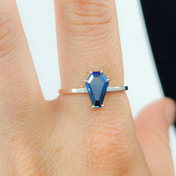 Collection of Cute Sapphire Blue Coffin Ring 6x9 in a gallery layout