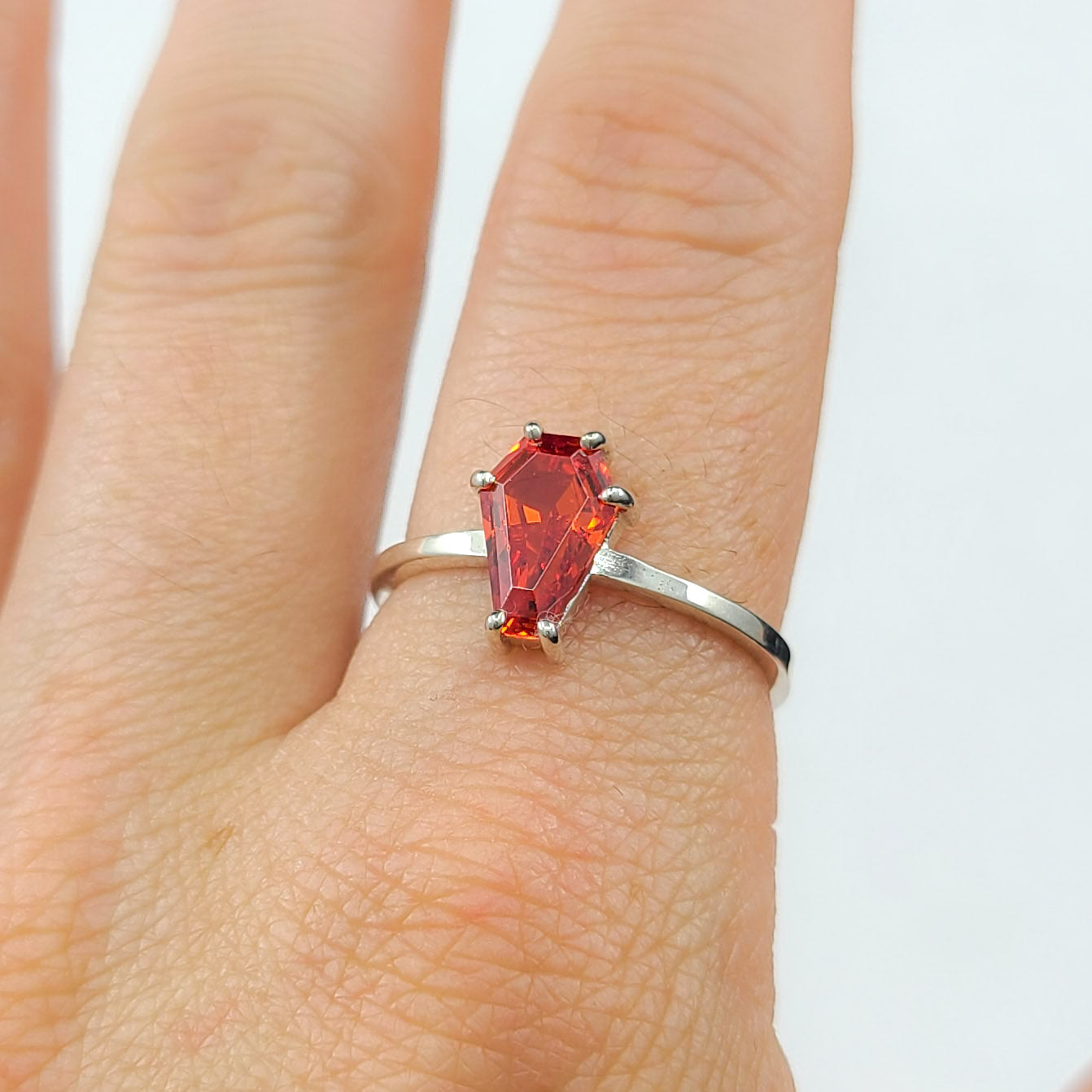 Collection of Cute Pumpkin Orange Coffin Ring in a gallery layout