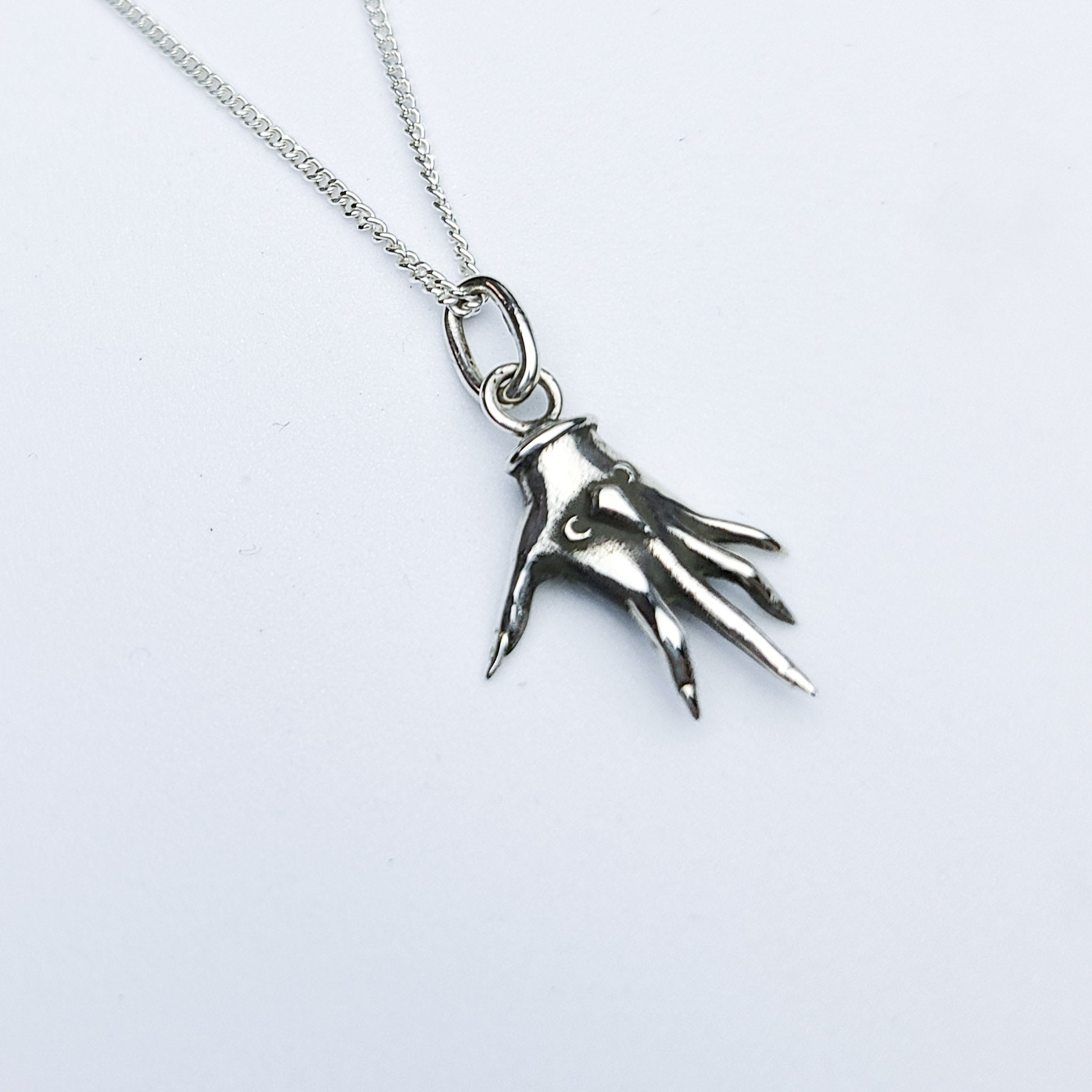 Collection of Small Silver Palmistry Hand Pendant in a gallery layout