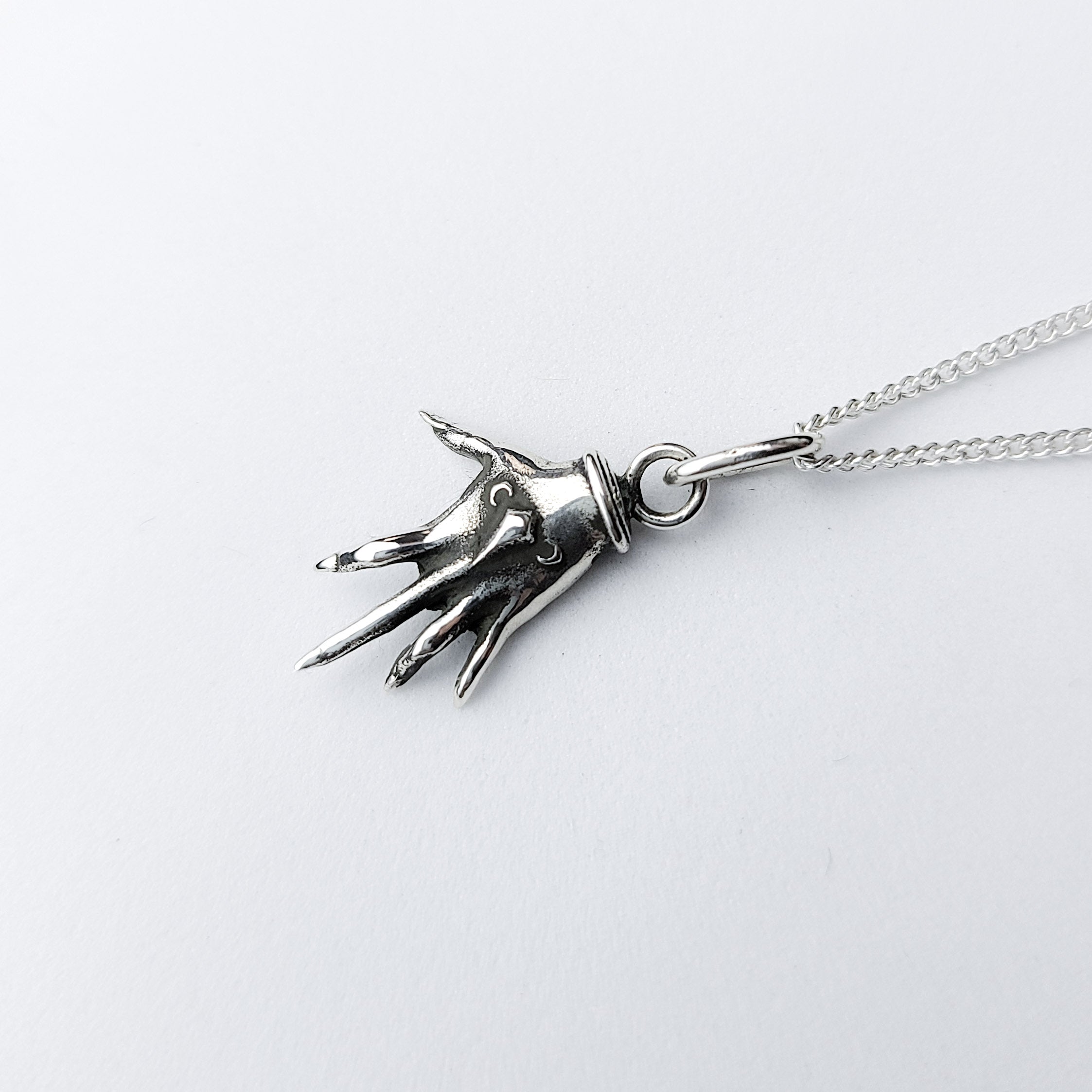Small Silver Palmistry Hand Pendant