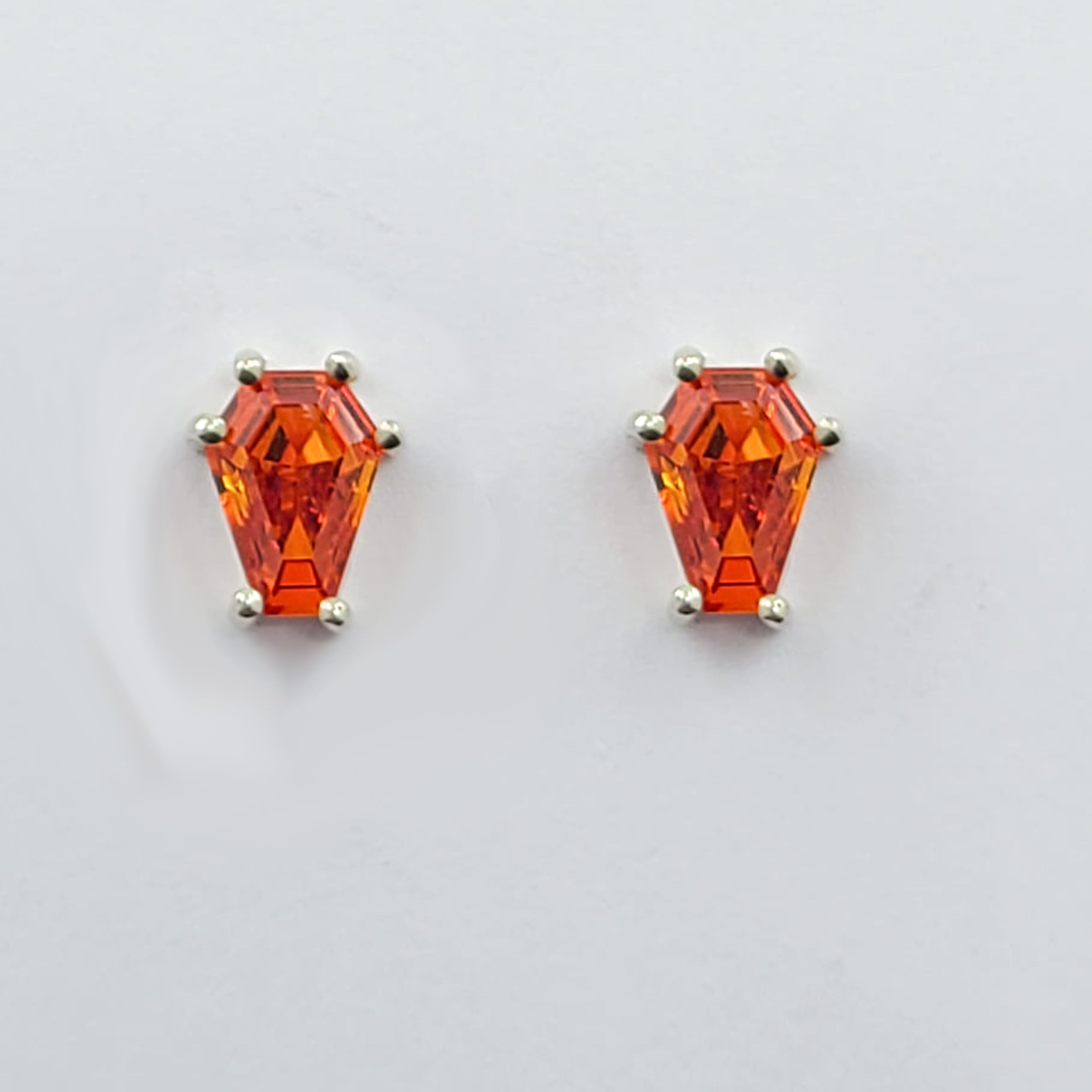 Collection of Small Orange Coffin Earrings (5x7) in a gallery layout