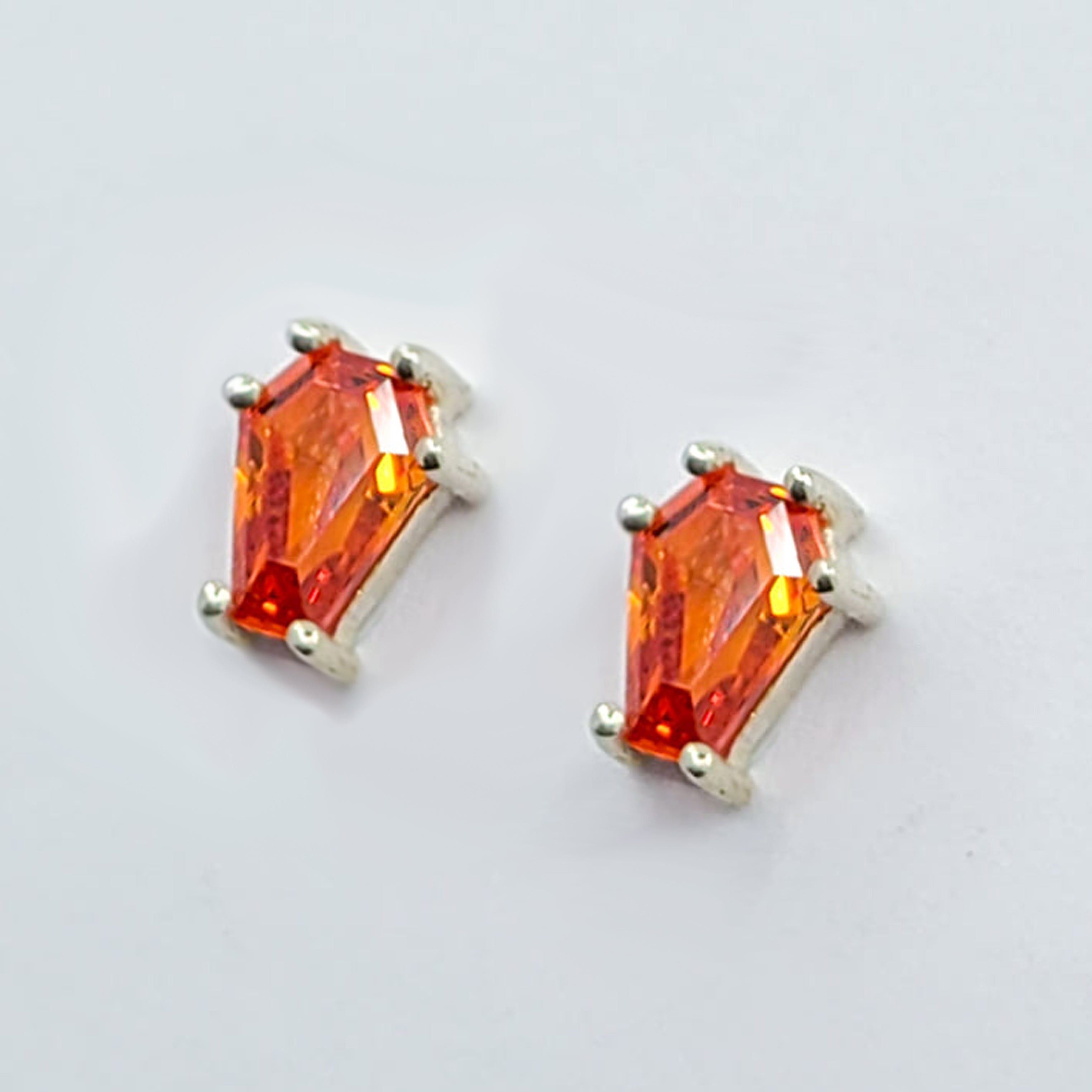 Small Orange Coffin Earrings (5x7)