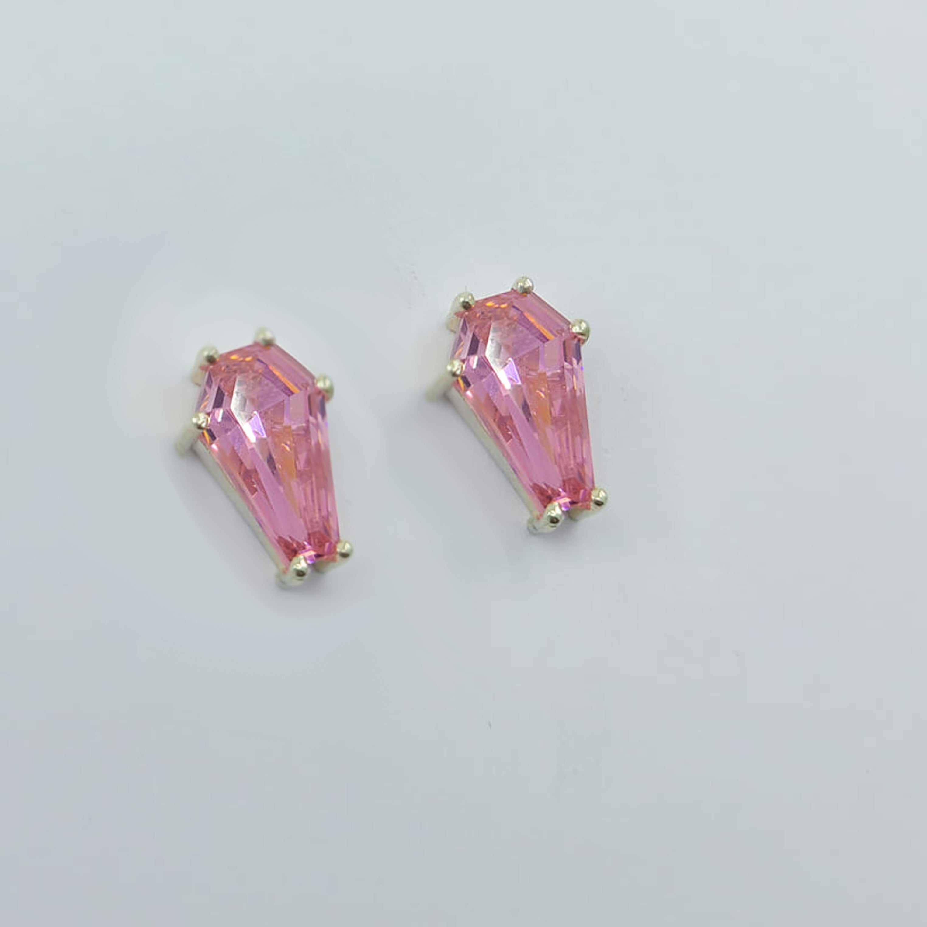Big Pink Coffin Stud Earrings (8x13)