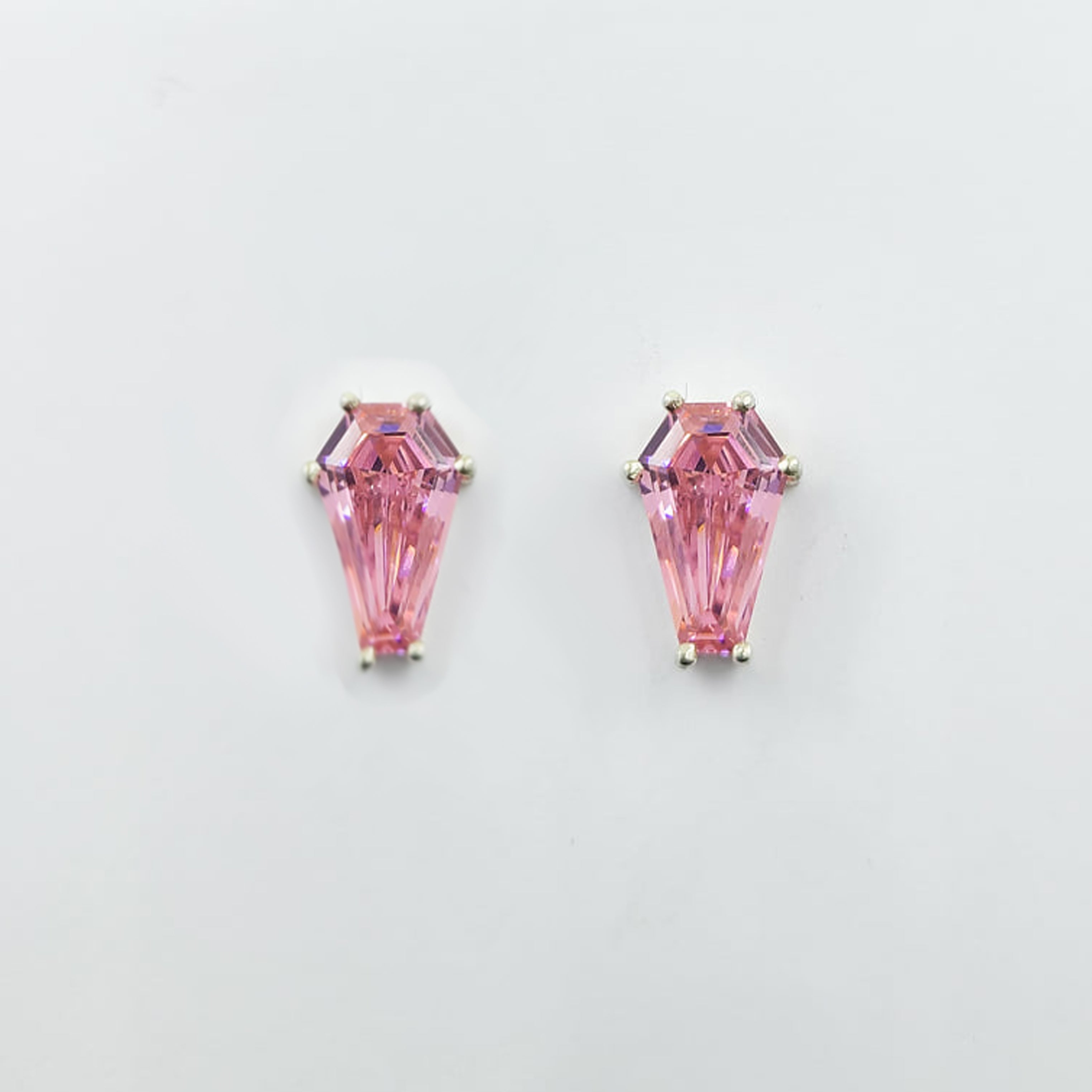 Big Pink Coffin Stud Earrings (8x13)